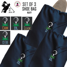 For the Golfer - Monogrammed Set of 3 Shoe Bags for Travel with Golf Design2  - Navy - FREE SHIP / Men's Travel /Men's Shoe Bag/Groomsmen Gift /Father's Day Gift/Grad Gift/Golfer Gift/Golf Team Gift