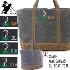 For the Golfer -Large Waxed Canvas Deluxe Boat Tote with Golf Design 2 - Slate - FREE SHIP -Groomsmen Gift/Father's Day Gift/Grad Gift/Gift for Him/Group Discount /Golf Trip/Golfer Gift/