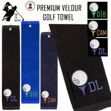 For the Golfer Monogrammed Premium Velour Golf Towel with Golf Design1-FREE SHIP/Groomsmen/Father's Day Gift/Golf Team Gift/Golfer Trifold Towel/Golf Towel