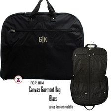 Monogrammed Canvas Garment Bag FOR HIM - Black -FREE SHIP-Groomsmen Gift.Father's Day Gift.Grad Gift.Gift for Him.Groom Gift. Business Travel Bag. Suit Travel Bag