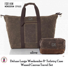Deluxe Waxed Canvas Weekender Tote & Dopp Kit Travel Set FOR HIM with Monogram-Olive-Free Ship/Men’s Travel/Groomsmen/Father’s Day/Grad Gift Deluxe Waxed Canvas Weekender Tote & Dopp Kit Travel Set FOR HIM with Monogram-Olive-Free Ship/Men’s Travel/Groomsmen/Father’s Day/Grad Gift