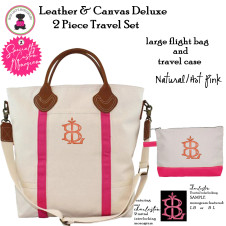 Flight Tote Set w CHARLESTON Monogram-Hot Pink/Natural-Leather & Canvas Tote Set-Free Ship.Tote Travel Set.Bridesmaid Gift.Grad Gift.Flight Bag Flight Tote Set w CHARLESTON Monogram-Hot Pink/Natural-Leather & Canvas Tote Set-Free Ship.Tote Travel Set.Bridesmaid Gift.Grad Gift.Flight Bag