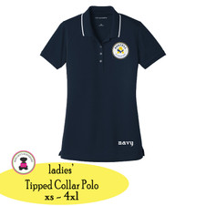 AUSTELL Elementary - Ladies' Polo with Tipped Collar- Navy / White AUSTELL Elementary - Ladies' Polo with Tipped Collar- Navy / White