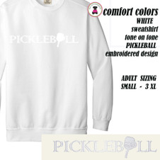 Comfort Colors Sweatshirt w Embroidered PICKLEBALL Custom Design- WHITE -Free Ship.Grad Gift. Pickleball Player Gift. Pickleball team gift .Mom Gift. Comfort Colors Sweatshirt w Embroidered PICKLEBALL Custom Design- WHITE -Free Ship.Grad Gift. Pickleball Player Gift. Pickleball team gift .Mom Gift.