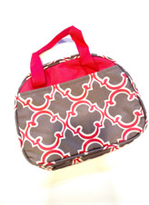 FOR HER Monogrammed Insulated Lunch Tote - Seaside Tile - Gray/Hot Pink/White - FREE SHIP/back to school/lunch tote/elementary lunch bag/teacher lunch bag 