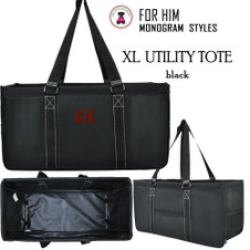 FOR HIM Monogrammed XL Utility Tote-Trunk Organizer  Black- Collapsible-FREE SHIP-Groom Gift-Grocery Tote -Grad Gift-Picnic Tote-Beach Tote-Car organizer-Tailgate Tote
