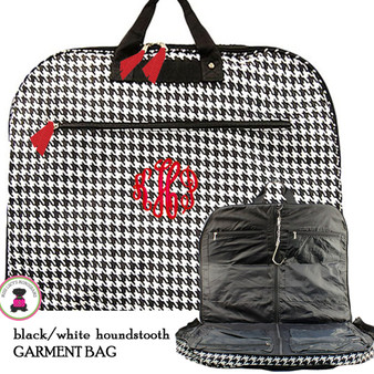 FOR HER Monogrammed Canvas Garment Bag - Black and White Houndstooth- FREE SHIP/Garment Bag / Monogrammed Garment Travel Bag/Dress Bag/Dancer Garment Bag /Grad Gift/Bat Mitzvah  