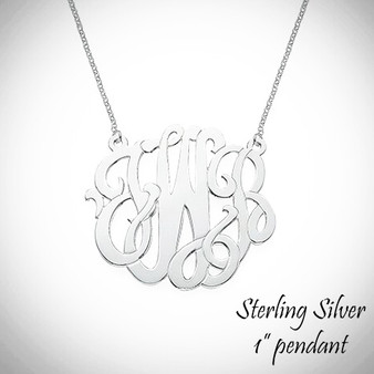 SO FANCY Premium Necklace - Monogrammed Sterling Necklace  - 1" Pendant - FREE SHIP