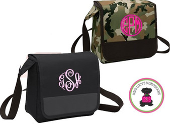 FOR HER Monogrammed Lunch Cooler Messenger  - FREE SHIP/Back to School/Lunch Tote/Business Lunch Tote/Gift for Her 