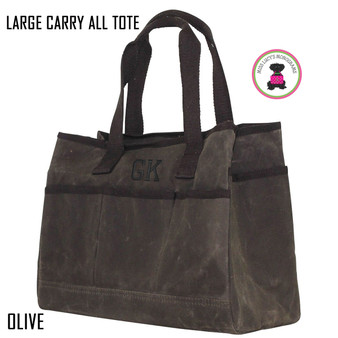 FOR HIM Monogrammed Large Waxed Canvas Deluxe Carry All Tote - Olive - FREE SHIP-Groomsmen Gift/Father's Day Gift/Grad Gift/Gift for Him 