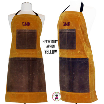FOR HIM Monogrammed Waxed Canvas Heavy Duty Apron -Yellow -FREE SHIP /Workshop Apron/Groomsmen Gift /Father's Day Gift/Gardener Gift/ DIY Gift 