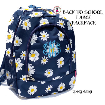 FOR HER Back to School Monogrammed Large Canvas Backpack-Upsy Daisy-Free Ship/Children Backpack/Birthday/Travel Backpack/Weekend Backpack/Back to School