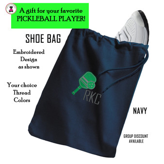 Pickleball Custom Design-FOR HIM Travel Shoe Bag with 3 INITIAL Monogram-NAVY-Free Ship-Pickleball Team Gift/Pickleball Player Gift/Pickleball