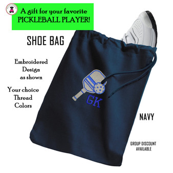 Pickleball Custom Design-FOR HIM Travel Shoe Bag with 2 INITIAL Monogram-NAVY-Free Ship-Pickleball Team Gift/Pickleball Player Gift/Pickleball