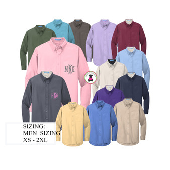 FOR HER - Men's Oxford Shirt  -EMBROIDERED MONOGRAM- Men's Sizes XS - 2XL- FREE SHIP/Gift for Her/Tunic Shirt/Bridesmaid Gift /Mother's Day Gift/Grad Gift/Bride Gift/Group Discount