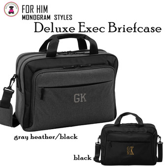 FOR HIM Monogrammed Deluxe Exec Briefcase-Free Ship/Grad Gift/Business Briefcase/Corporate Gift/School/Teacher Briefcase/Travel Briefcase