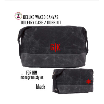 FOR HIM Monogrammed Large Waxed Canvas Toiletry Case-Black-FREE SHIP-Groomsmen Gift/Father's Day Gift/Grad Gift/Gift for Him/Group Discount 