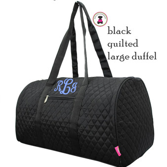 FOR HER Monogrammed Quilted Large  Duffel  - Black - FREE SHIP/Travel Set/Dance Bag/Cheer Gift/Gift for Her/Grad Gift / Sweet 16 Gift/Bat Mitzvah/Bride/Bridesmaid