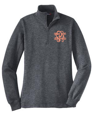 monogram half zip pullover