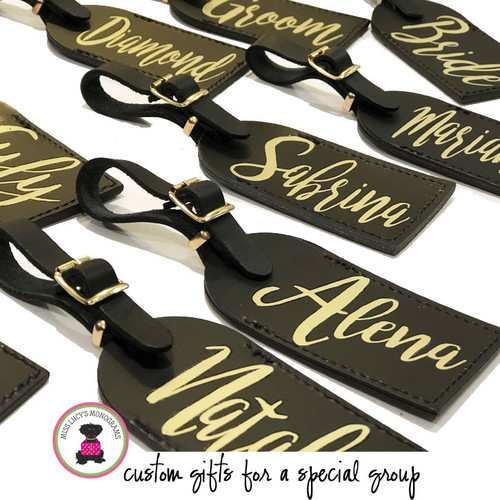 Custom Personalized Leather Luggage Tags - Blue - Perfect gift