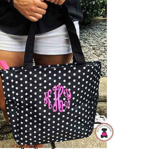 Black Pink Polka Dots Tote Bag