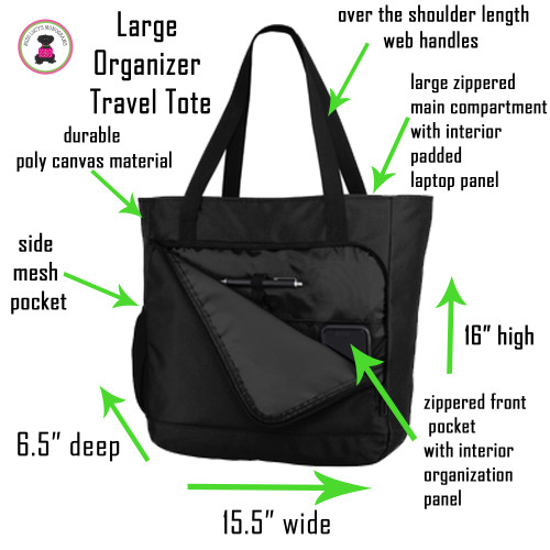 Zippered Poly Tote Bag with Side and Front Pockets