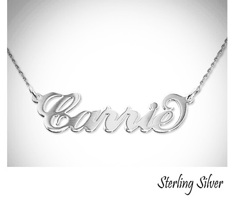 CARRIE Name Necklace  - Sterling Silver - Double Thickness - FREE SHIP