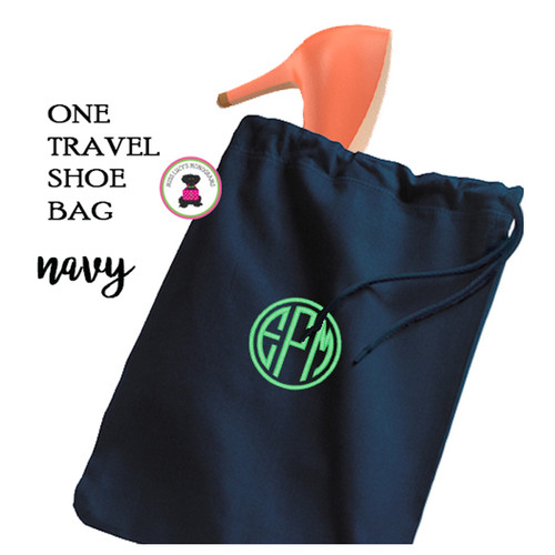 FOR HER Monogrammed Shoe Bag for Travel  - Navy - FREE SHIP /Bridesmaid Gift /Bride Gift /Grad Gift/Gift for Her/Bridesmaid Proposal Gift  
