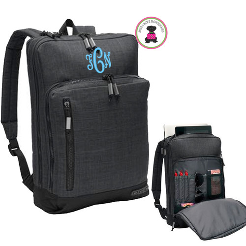 FOR HER Monogrammed Deluxe Streamlined OGIO Backpack - Heather Gray - FREE SHIP/Back to School / Backpack / Deluxe Backpack / College Backpack/ Grad Gift / School Bag