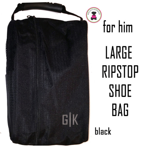 For HIM Monogrammed Large Ripstop Travel Shoe Bag-Black-FREE- Group Discount-Men's Travel/Groomsmen Gift /Father's Day/Grad Gift