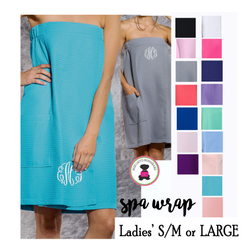 FOR HER Monogrammed Small/Medium OR Large Deluxe Waffle Weave Spa Wrap with Pocket- 16 Colors-Free Ship/Group Discount/Bride Gift/Bridesmaid Gift/Gift for Her/Grad Gift/New Mom Gift