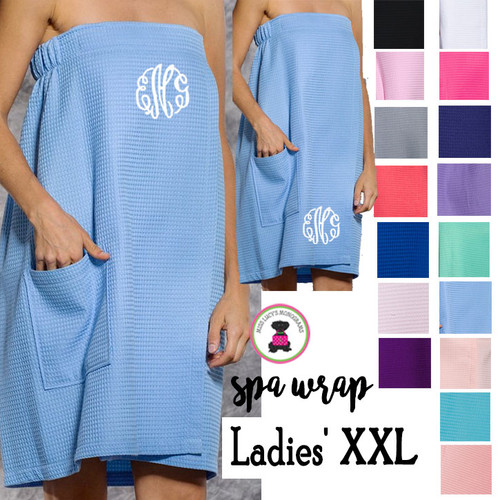 FOR HER - PLUS SIZE Monogrammed Ladies' XXL Plus Size SPA WRAP-Waffle Weave Spa Wrap w/Pocket-Free Ship/Group Discount/Bride Gift/Bridesmaid Gift/Gift for Her/Grad Gift/New Mom Gift