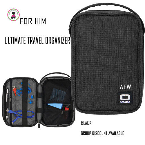 FOR HIM Monogrammed Ogio Ultimate Travel Organizer- BLACK -Free Ship-Men's Travel /Men's Organizer/Groomsmen Gift /Father's Day Gift/Grad Gift
