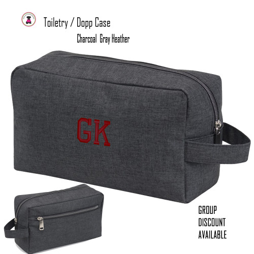 FOR HIM Monogrammed Charcoal Gray Heather Toiletry / Dopp Case-Free Ship-Men's Travel Gift/Groomsmen Gift /Father's Day/Grad Gift/Tween Gift