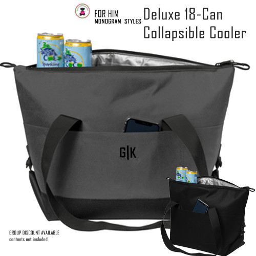 FOR HIM Monogrammed 18 Can Collapsible Cooler Tote -Free Ship/Group Gift/Teacher Gift/Back to School/Insulated Tote/Groomsmen Gift