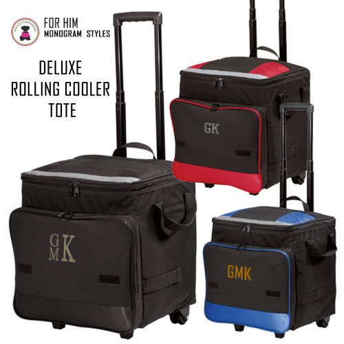 FOR HIM - Monogrammed Large Rolling Cooler-FREE SHIP-Family Travel/Bride / Grad Gift/Beach Cooler/Picnic Cooler / Camping Cooler/Groomsmen Gift/Newlywed Gift/Bridal Shower Gift