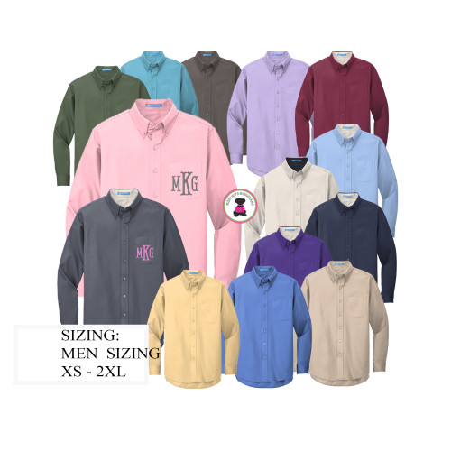 FOR HER - Men's Oxford Shirt  -EMBROIDERED MONOGRAM- Men's Sizes XS - 2XL- FREE SHIP/Gift for Her/Tunic Shirt/Bridesmaid Gift /Mother's Day Gift/Grad Gift/Bride Gift/Group Discount