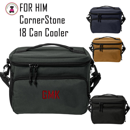 FOR HIM Monogrammed CornerStone 18 Can Cooler Bag -Free Ship/Group Gift/Teacher Gift/Back to School/Insulated Tote/Groomsmen Gift
