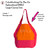 Colorblocking On-The-Go Embroidered SMILE Large Canvas Tote-Orange/Flamingo Pink-Free Ship/Friend Gift/Beach Tote/Summer Tote/Pool Bag