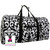 FOR HER Monogrammed Large Canvas Rounded Duffle - Damask - Black & White- FREE SHIP/Travel Duffel/Grad Gift/Tween/Dancer Duffel/Overnight Duffel