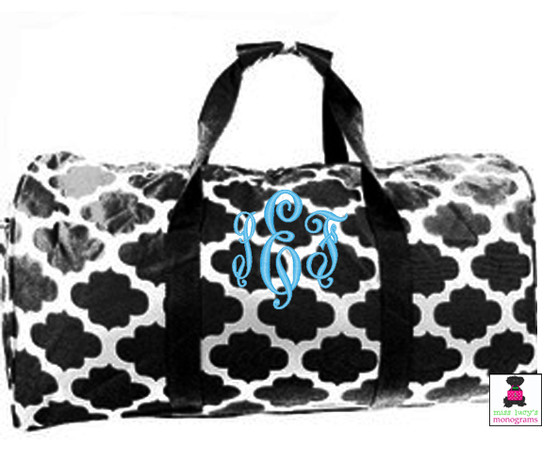 black / white geometric large rounded duffle with your monogram