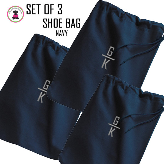 FOR HIM - Monogrammed Set of 3 Shoe Bags for Travel  - Navy - FREE SHIP Men's Travel /Men's Shoe Bag/Groomsmen Gift /Father's Day Gift/Grad Gift