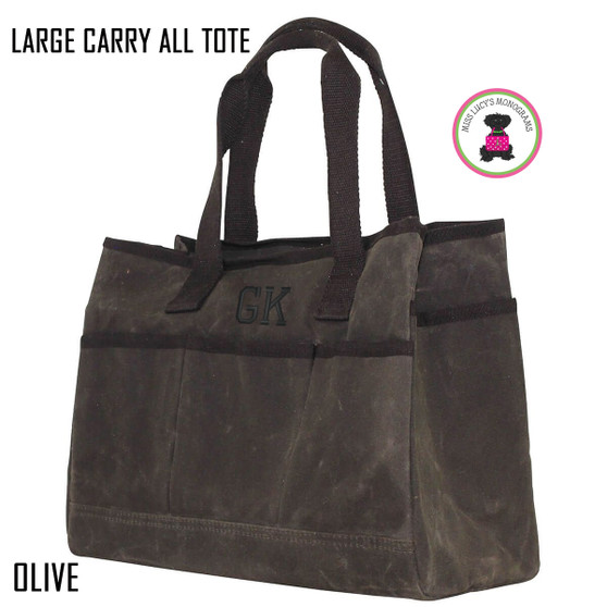 FOR HIM Monogrammed Large Waxed Canvas Deluxe Carry All Tote - Olive - FREE SHIP-Groomsmen Gift/Father's Day Gift/Grad Gift/Gift for Him 