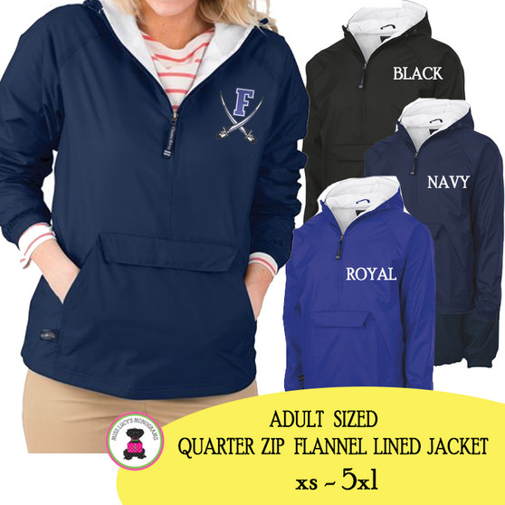 FANIN COUNTY- Adult Sized Charles River Flannel Lined Pullover Jacket - Navy - FREE SHIP