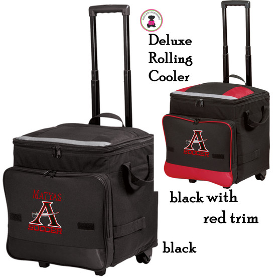  ALLATOONA SOCCER - Deluxe Rolling Cooler- Black or Black/Red Trim 