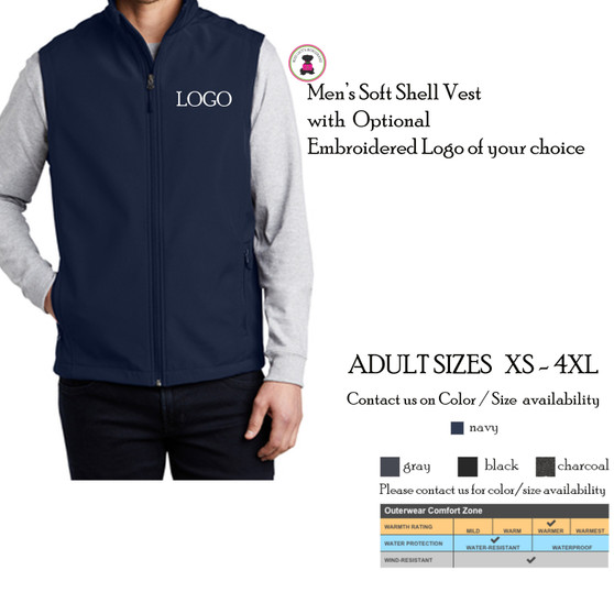 Men's Soft Shell Vest with Embroidered Logo  - FREE SHIP/Corporate Apparel /Business Logo/Business Vest/Group Discount