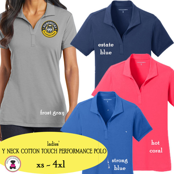 HENDRICKS ELEMENTARY   - Ladies' Y Neck Polo 