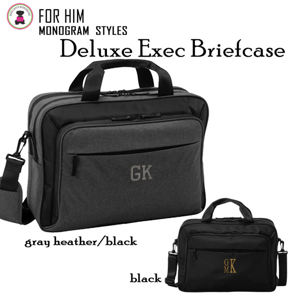 FOR HIM Monogrammed Deluxe Exec Briefcase-Free Ship/Grad Gift/Business Briefcase/Corporate Gift/School/Teacher Briefcase/Travel Briefcase