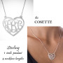 COSETTE Monogram Necklace in Sterling Silver - FREE SHIP