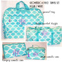 FOR HER Monogrammed 4 Piece Travel Set - Geometric - Aqua Blue / White - FREE SHIP / Grad Gift / Sweet 16 Gift / Travel Set / Bar Mitzvah Gift/ Tween Gift / Sleepover Set / Gift for Her / Travel Set 